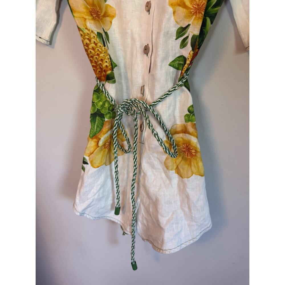 FARM Rio floral-print belted jumpsuit Linen Tropical Vacation Resort XS NEW $284 - Picture 11 of 16